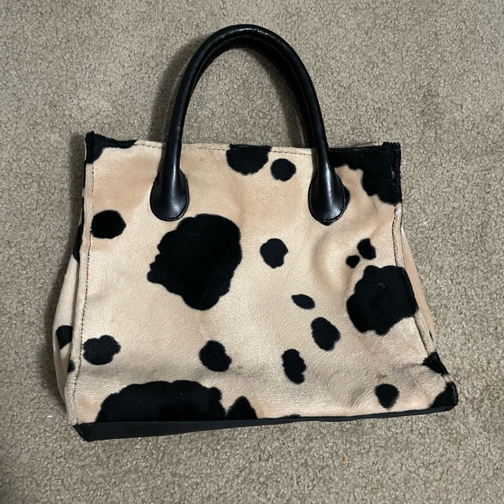 trendy cow print purse